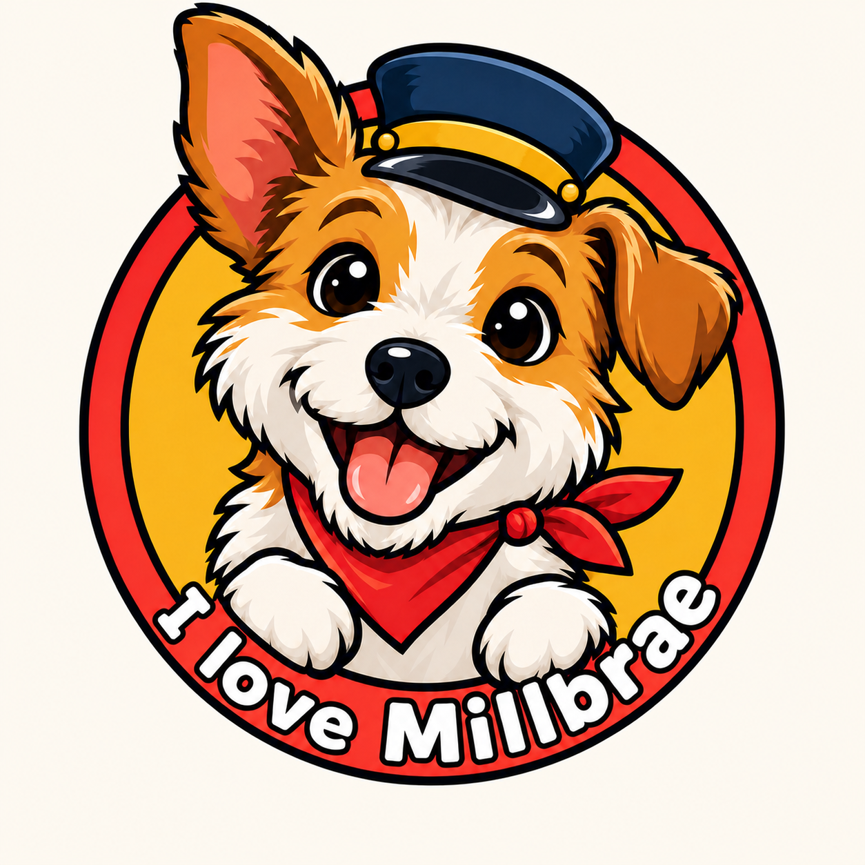 I love Millbrae dog mascot
